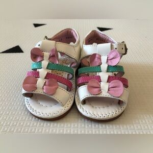 Kinder|Baby girl leather sandals,Maryjane strap made in Mexico•Pink & white bows